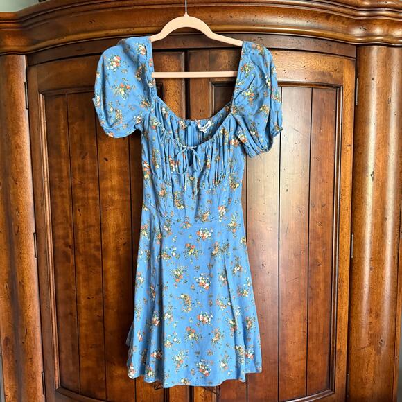 Reformation Corbin Mini Dress In Rory Blue Size 0 - Picture 2 of 7